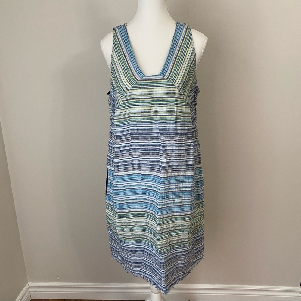 Tommy Bahama Linen Multicolor Striped Swim Cover-Up Dress Medium